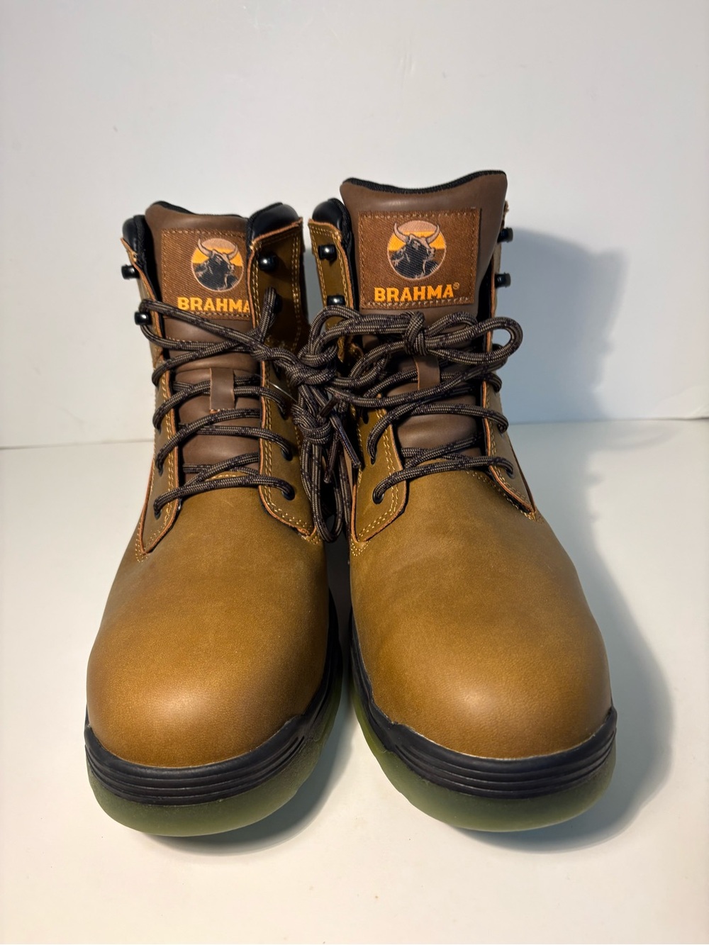 Brahma Tan Work Boots with Brown Accents & Steel Toes -Work -Hiking-Size 12